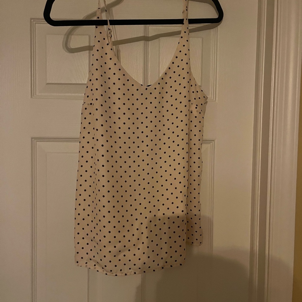 Banana Republic Cream V-Neck Polka Dot Camisole